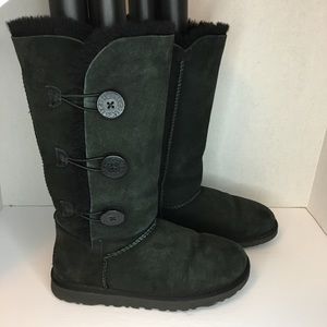 UGG Bailey Button Triplet Suede Shearling Boots